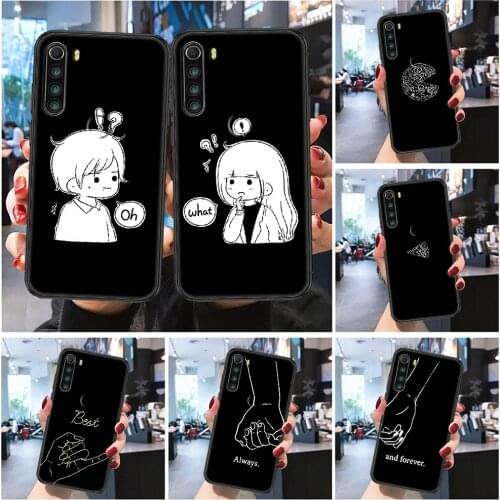 Couple Lovers Best Friends Forever Phone case For Xiaomi Redmi Note 7 7A 8 8T 9 9A 9S 10 K30 Pro Ultra Frosted black painting