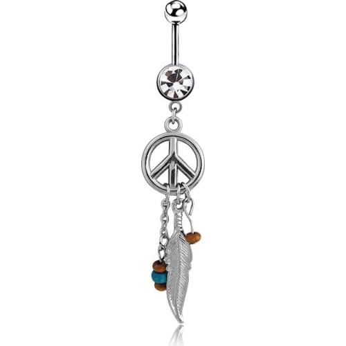 Sexy Belly Button Rings Dangle Surgical Steel Cool Crystal Belly Piercing Ring Simple