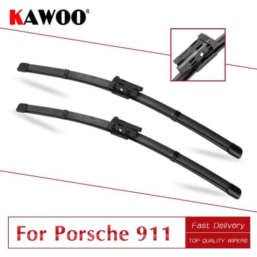 KAWOO For Porsche 911(996&997&991),Model Year From 1997 To 2017 Car Rubber Windcreen Wiper Blades Fit Push Button/U Hook Arms