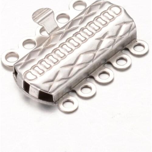 10sets 304 Stainless Steel Multi-Strand Box Clasps For DIY Jewelry Making Handicrafts Rectangle Stainless Steel Color Mixed Size