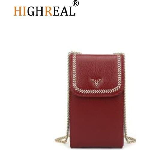 Women Cellphone Bag Genuine Leather Shoulder Bags Ladys Flap Mini Crossbody Bag Designer Fashion New Long Purse Simple Handbags