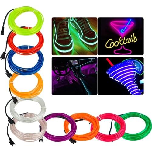 1M/2M/3M/4M/5M Flexible Rope EL Wire Neon Light Waterproof LED Strip Neon Tape Tube 10 Color Glow String Light Dance Party Decor