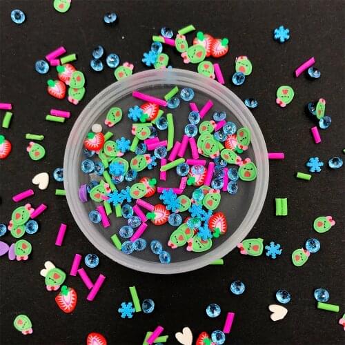 100g/lot Polymer Hot Clay Mixed Rhinestone Beads Fruits Slices Sprinkles Slime Filling DIY Plastic Tiny Cute Klei Accessories