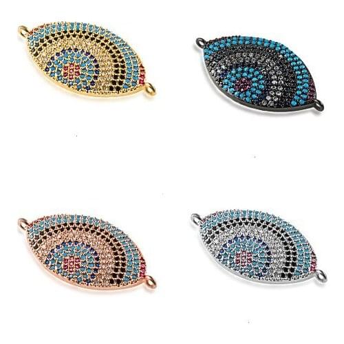 33*16mm Evil Eye multicolor crystal micro pave cz zircon cubic zirconia beads DIY necklace charm bracelet connectors making eet5