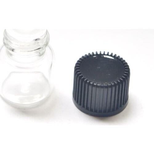 50pcs 1ml Small Clear Perfume Sample Glass Bottle with Orifice Reducer Mini Essential Oil 1/4 Dram Bottle Free Shipping