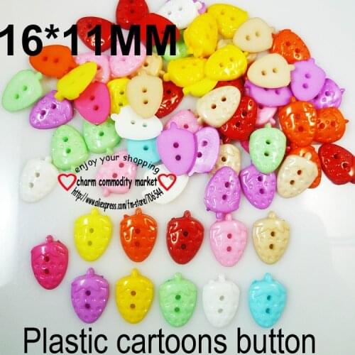 500PCS 16*11MM Colors Dyed Plastic Strawberry buttons coat boots sewing clothes accessories P-031-1
