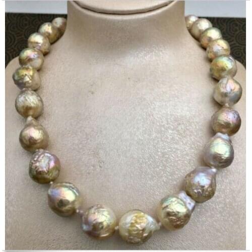 AAA+ REAL HUGE SOUTH SEA PURPLE MULTICOLOR BAROQUE PEARL NECKLACE 18