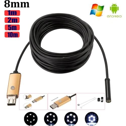 Android USB Endoscop 2 in1 2MP 1M 2M 10M HD kamera 8mm IP67 Walterproof Schlange USB kamera HD 720P Android Mobile USB Endoscop
