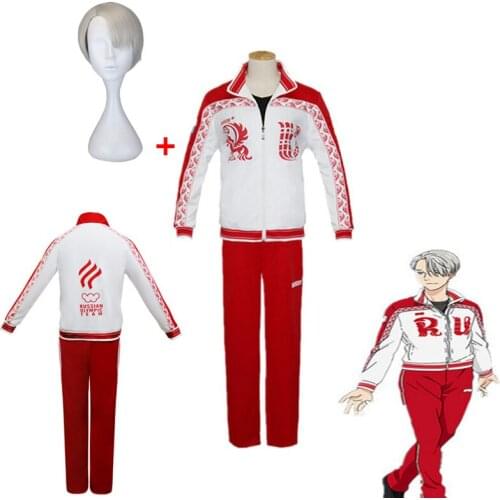 Anime YURI! On ice Yuri Katsuki \ Victor Nikiforov cosplay costume high quality jackets pants Sweatshirt hoodie Red Coat