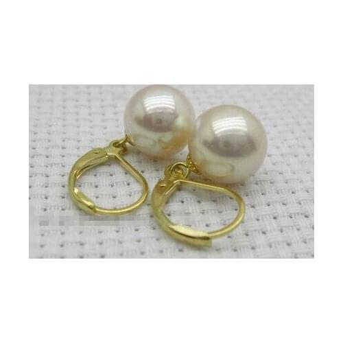 White 10-10.5mm AAA+ Grade South Sea Round Pearl Earring Leverback >Lovely Fine Nobility Ladys Womens Earrings