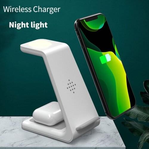3 in 1 Wireless Charger Stand 10W Fast Charge for iPhone 11 Pro X XS XR AirPods Pro for Samsung Galaxy Buds Charger Dock Station