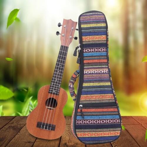 Bohemian Ukulele Case Bag 23/24inch 10MM Leather Handles Thick Durable Colorful Guitar Case with Storage