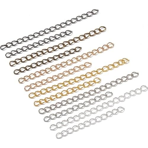 100pcs Extension Chain Necklace 5cm Bulk Bracelet Extended Chains Tail Extender For DIY Jewelry Making Components Wholesale