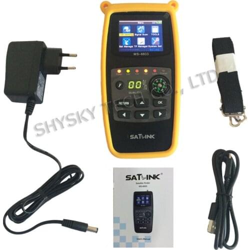 100% Original Satlink WS-6933 DVB-S/S2 FTA C&KU Band Digital Satellite Finder Meter 2.4" LCD Screen wtih Compass