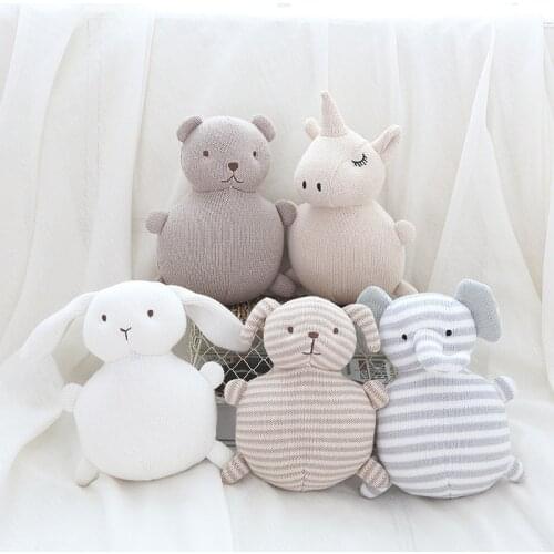 18cm Baby Cute Knitting Wool Cotton Rabbit Bunny Bear Dog Unciron Elephant Toys Stuffed Animal for Girls Kids Children Dolls