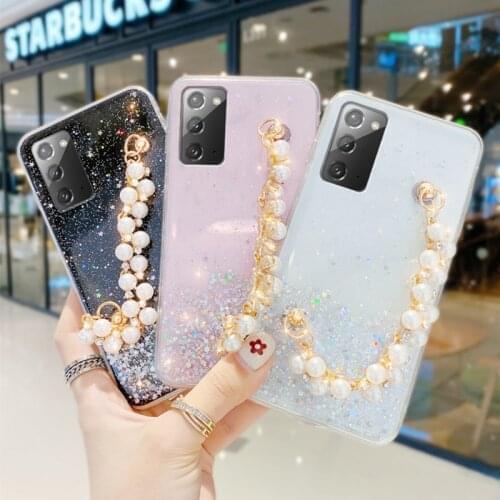 For Samsung Galaxy A20S A40S M40S M01 Core G530 A9S Gold Plated Pearl Jewelery Bracelet Phone Case