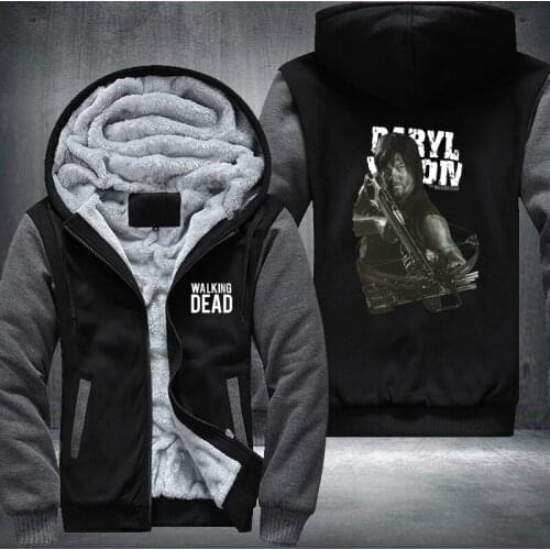 Dropshipping USA Plus THE WALKING DEAD Mens Womens Printing Pattern Thicken Fleece Zipper Hoodies Sweatshirts Coat Jacket