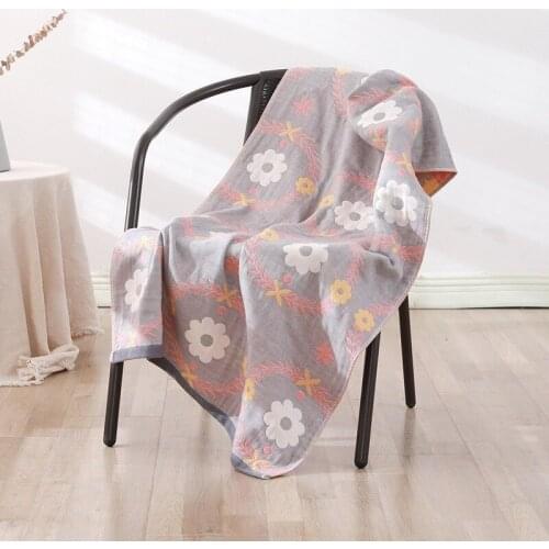 Nordic Style Geometric Cotton Gauze Bathing Wrap Outdoor Beach Bath Towels Four Layers Women Shawls Sunscreen Cape