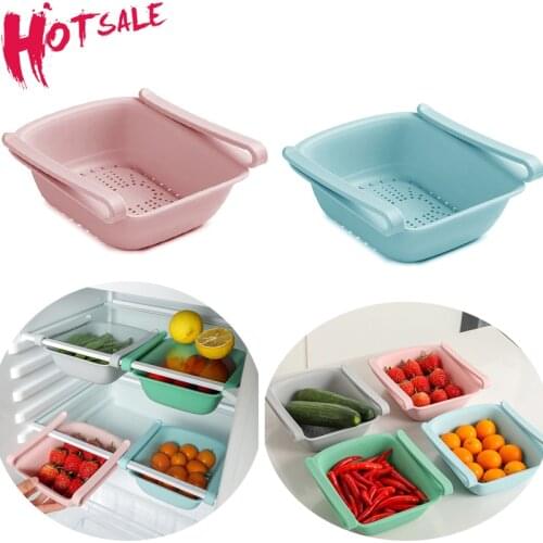 Refrigerator Adjustable Stretchable Organizer Drawer Basket Refrigerator Drawers Fresh Spacer Layer Food Storage Rack