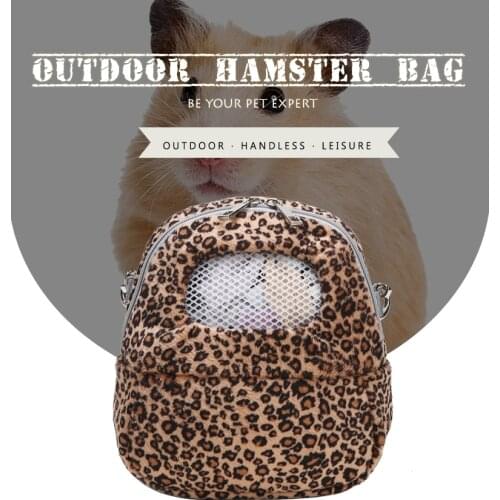 Canvas Hamster Cage Leopard Print Hamster Bag Outdoor Walking Fashion Soft Mesh Small Animal Sling Bag Hamster Carrier