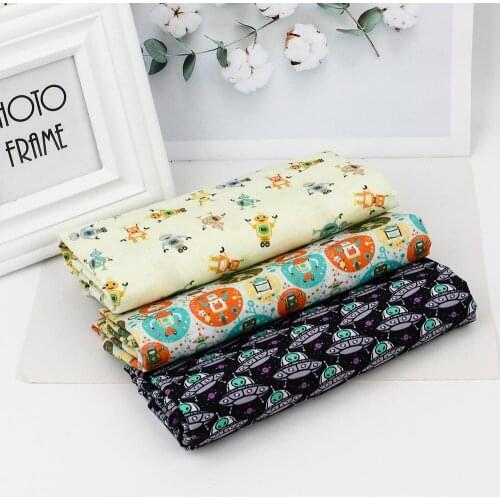 JOJO BOWS 45*145cm Polyester Cotton Cloth Fabric 1pc Cartoon Robot Printed Sheets DIY Craft Dress Apparel Home Textile Sewing