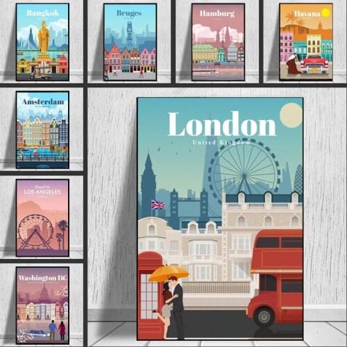 City Map Poster London New York Paris Spain Canvas Painting Nordic Wall Art Pictures Poster and Print for Living Room Home Decor
