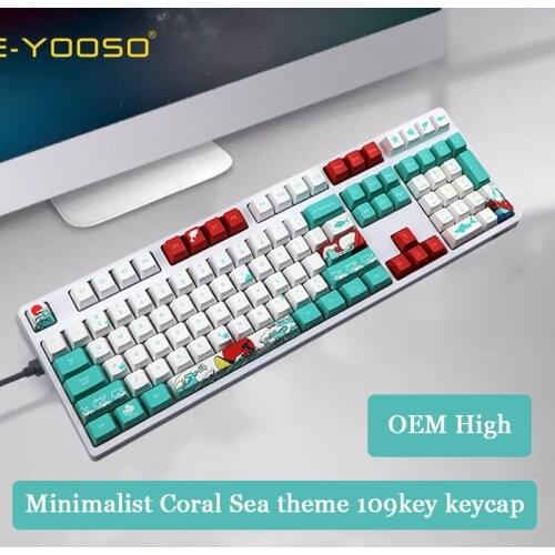 PBT109 Keys OEM High Keyboard Cover Accessories Japanese Keycap Minimalist Coral Sea Theme Keycaps Suitable Mechanical Keyboard