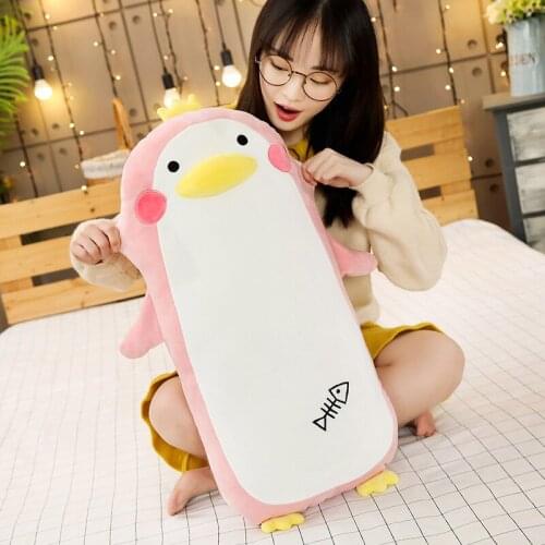 Crown Penguin Plush Toy Stuffed Soft Sleep Pillow Baby Appease Cartoon Giant Cute Penguin Plush Pillow Christmas Gift for Girls