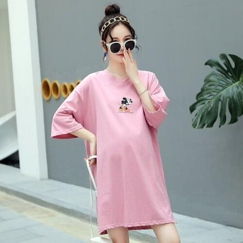 8192# Maternity Clothes Summer Short Sleeves Easy Matching Loose Stylish Tops Pregnant Women Tops