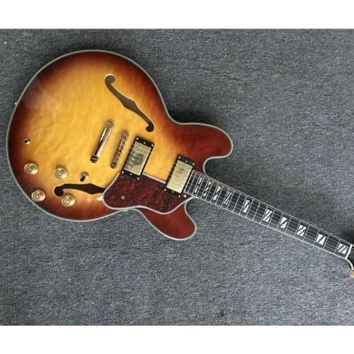 Best selling jazz electric guitar with F holes mahogany wood with quilted maple top 335 jazz guitar
