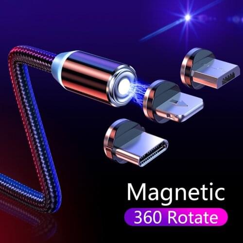 Magnetic Cable 3 in 1 Fast Charging Micro USB Type C Cable For iPhone Samsung Xiaomi Mobile Phone Magnet Charger USB Cord Wire