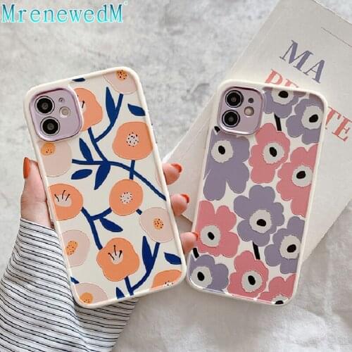 For iPhone 12 Pro Cute Flower Pattern Case For iPhone 7 8 Plus 12 11 Pro Max Mini X XS Max XR SE 20 Fashion Matte Silicone Cover