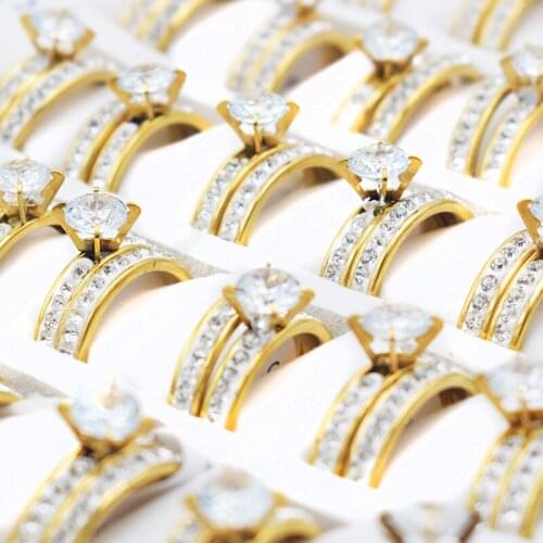 12 Pieces Mix Size Engagement Rings Set for Women Romantic Inlay Rhinestone Lady Zircon Wedding Rings Jewelry