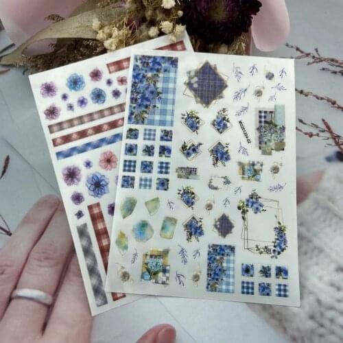 3D Nail Stickers New blue blooming flower Design DIY Skills Nail Art Decoration Packaging Self-adhesive Transfer Decal Slider