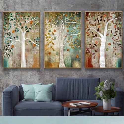 Tree Landscape Wall Art Canvas Scandinavian Canvas Living Room Painting Abstract Tree Canvas Poster Plant Painting Picture