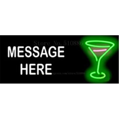 Custom Message Cocktail Glass NEON SIGN REAL GLASS BEER BAR PUB LIGHT SIGNS store display Bulbs bar Advertising Lights 17*14"