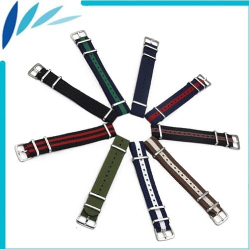 Nylon Watch Band 18mm 20mm for Timex Weekender Expedition Stainless Steel Pin Buckle Strap Wrist Loop Belt Bracelet Black Red