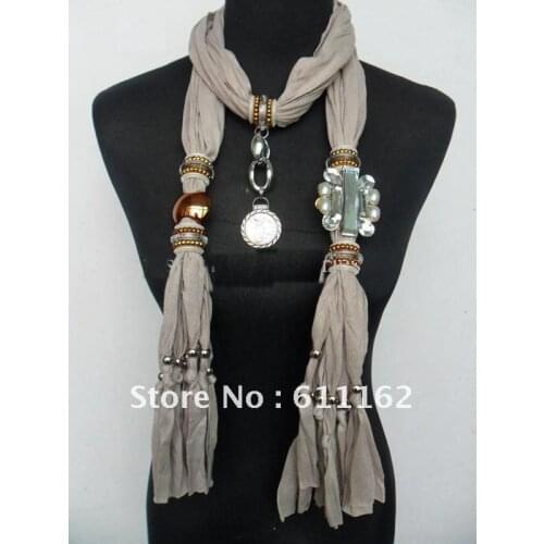 2018 New Hot grey colour pendant scarves womens fashion neckcace accessories shawl ployester scarf SS372 24pcs