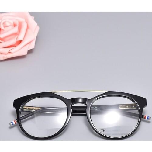 2020 New Fashion transparent Tom tb408 acetate circle anti-blue computer men and women retro full frame brand glasses