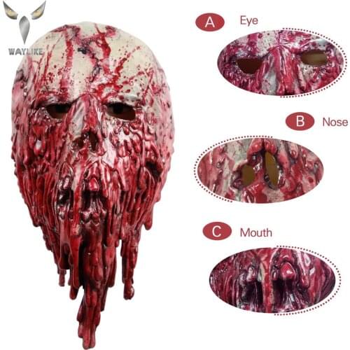 WAYLIKE Novelty Latex Mask Halloween Costume Party Cosplay Ghost Theme Skull Blood of The Tentacles Mask Red