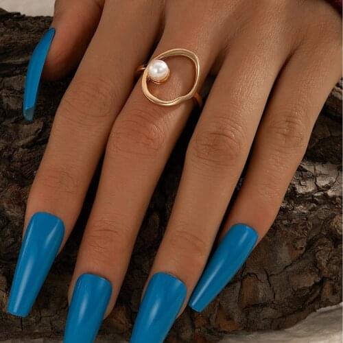 New Fashion Retro Pearl Round Open Rings for Women Simple Jewelry Gifts