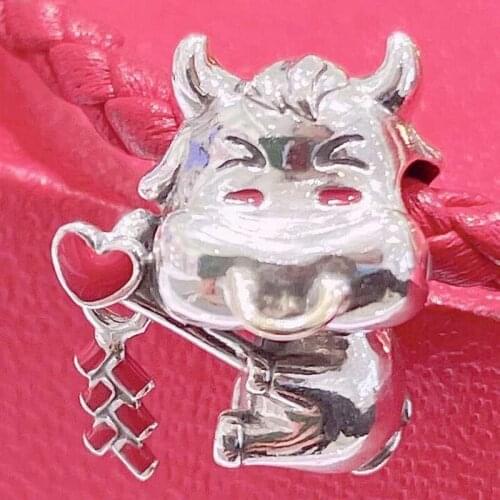 Original Cute Chinese Ox Symbolizing Honesty & Hardworking Beads Fit 925 Sterling Silver Bead Charm Europe Bracelet Diy Jewelry