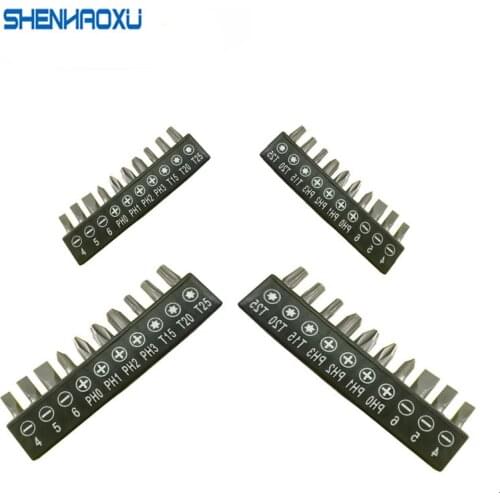 10 Pcs set 6.35mm 1/4 Inch Hex Torx Slotted Phillips Screwdriver Bits For Screwdriver Set Steel Metal Screw