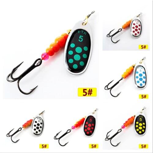 FTK Fishing Lure 7color 0#-5# spinner Bait Spoon Lures pike Metal With Treble Hooks Arttificial Bass Bait Fishing Lure