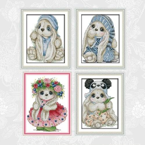 Joy Sunday Cute Rabbit Series Counted Cross Stitch kits Sale, Embroidery Needlework Set, Home Decoration Send Accessory Tools