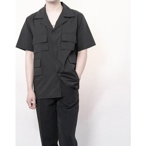 S-6XL! Large size shirt 2021 New summer design tooling multi - pocket shirt dark series tooling coat