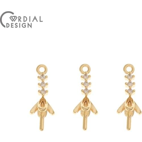 Cordial Design 40Pcs 4*19MM Jewelry Accessories/DIY Making/Hand Made/Genuine Gold Plating/Jewelry Findings & Component/CZ Charms