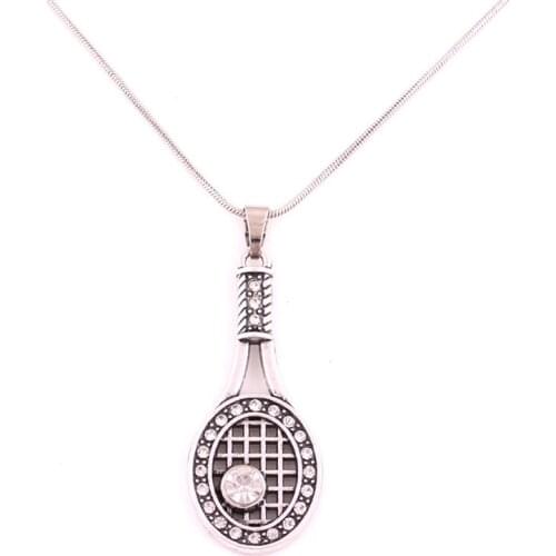 Sporty Style Necklace For Unisex Tennis Racket Design Pendant With Crystals Personality Jewelry Zinc Alloy Dropshipping