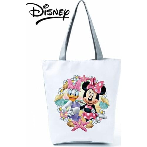 Disney Donald Duck Mickey Mouse Handbags High Capacity Shoulder Bag Eco Women Reusable Shopping Bag Cartoon Starfish Beach Tote