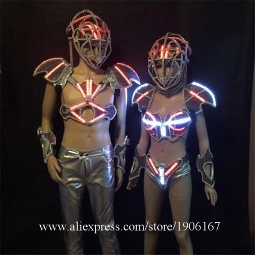 Led Luminous Party Stage Performance Ballroom Costume Halloween Christmas Masquerade Led Dress Clothes Catwalk Show Men Suit